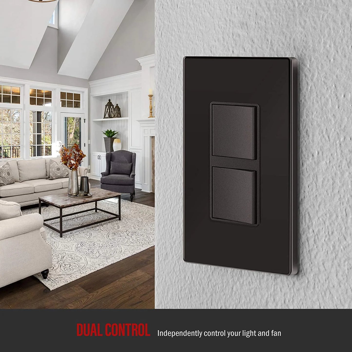 Two Single Pole Decora Switches Combination Device Dark Bronze Finish