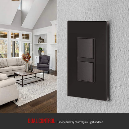 Two Single Pole Decora Switches Combination Device Dark Bronze Finish