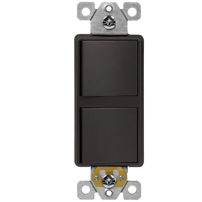 Two Single Pole Decora Switches Combination Device Dark Bronze Finish