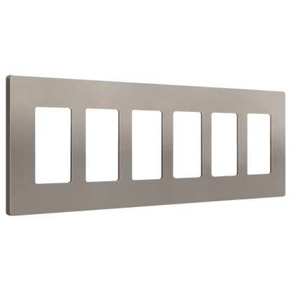 Screwless Decora Six-Gang Wall Plate Nickel Finish