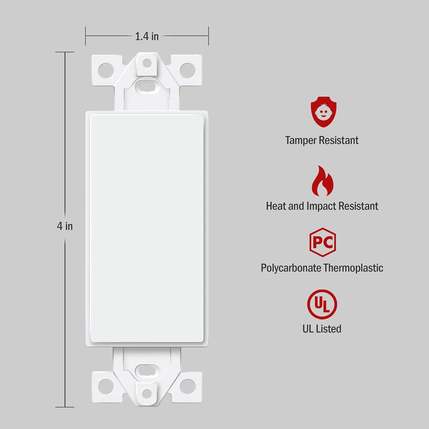 1-Gang Decora Blank Adapter Insert Glossy White Finish