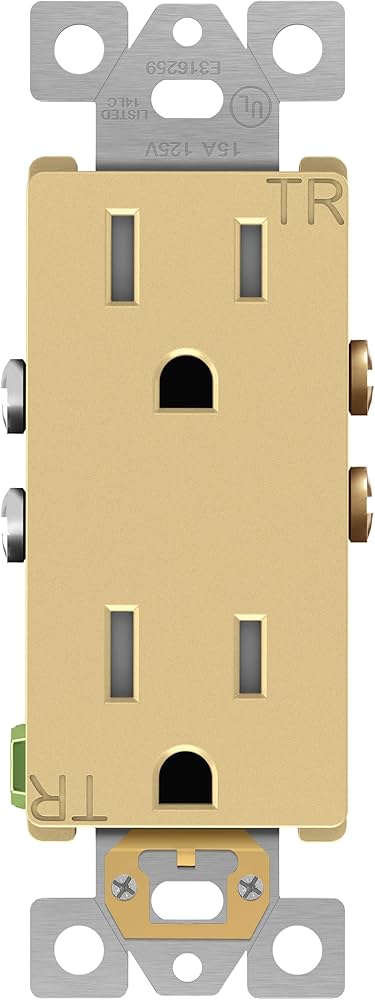 Self-Grounding Tamper-Resistant Decora Duplex Receptacle Gold Finish