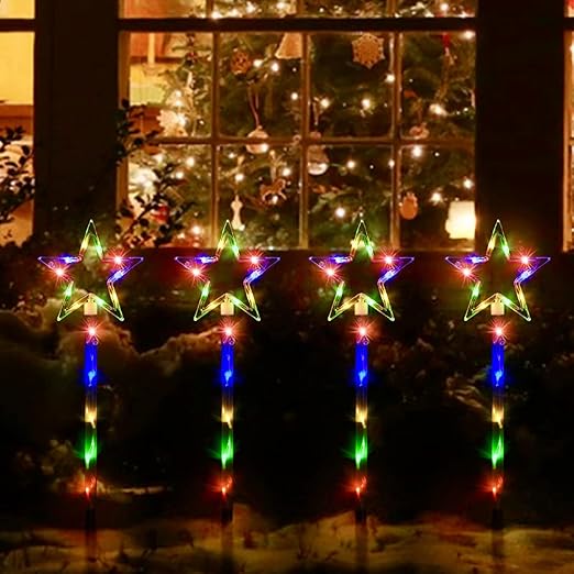Solar One to Four Five Pointed Star Ground Light (Pack of 4 pcs)
