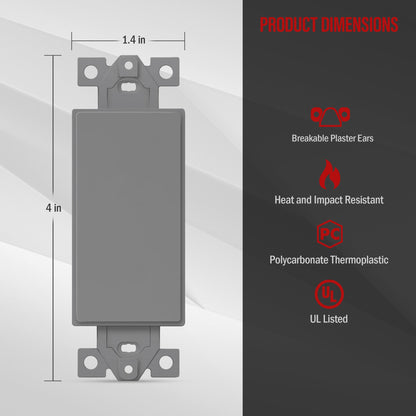 1-Gang Decora Blank Adapter Insert Glossy Gray Finish