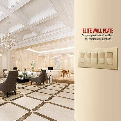 Screwless Decora Five-Gang Wall Plate Gold Finish