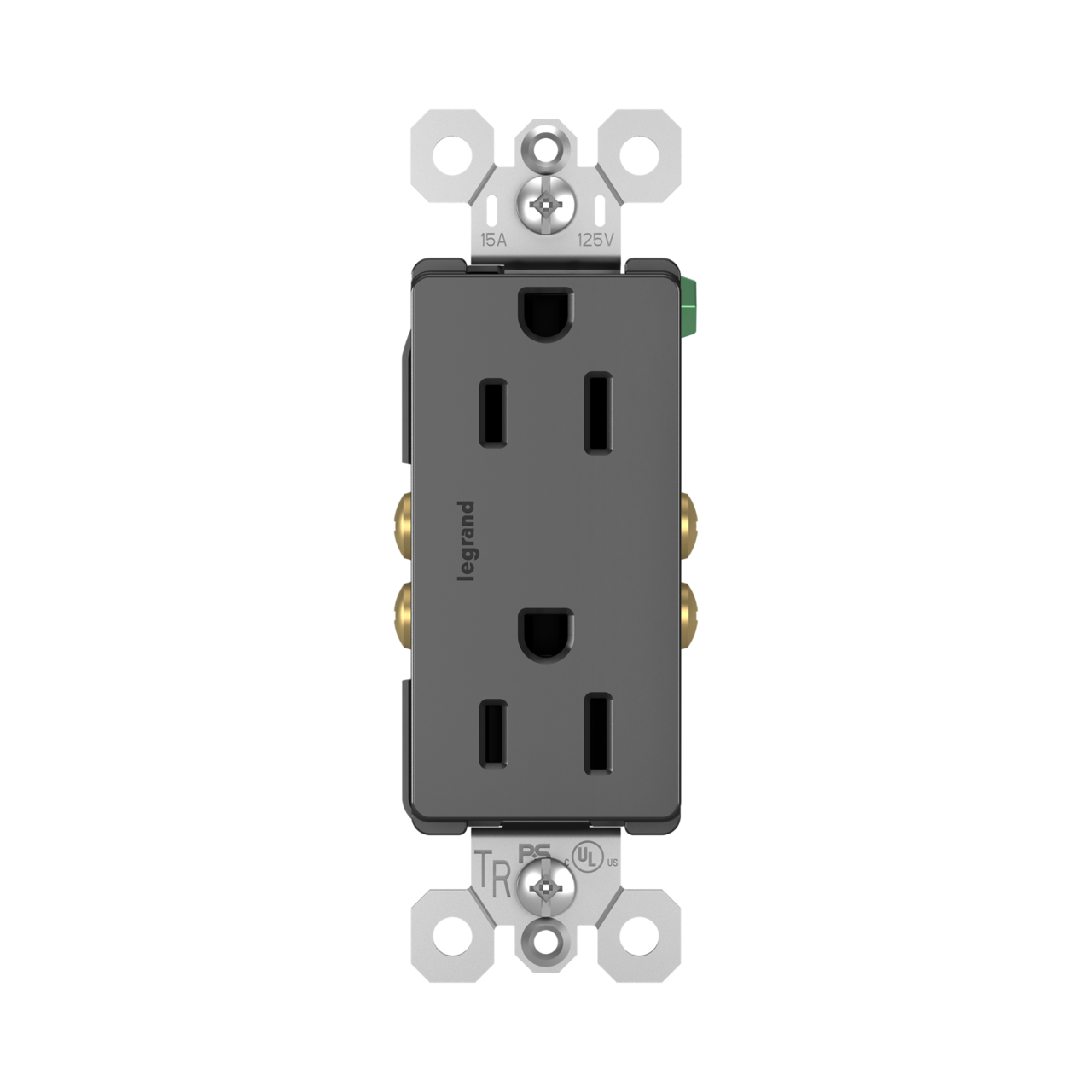 Self-Grounding Tamper-Resistant Decora Duplex Receptacle Matte Black Finish