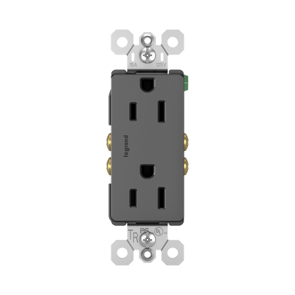 Self-Grounding Tamper-Resistant Decora Duplex Receptacle Matte Black Finish