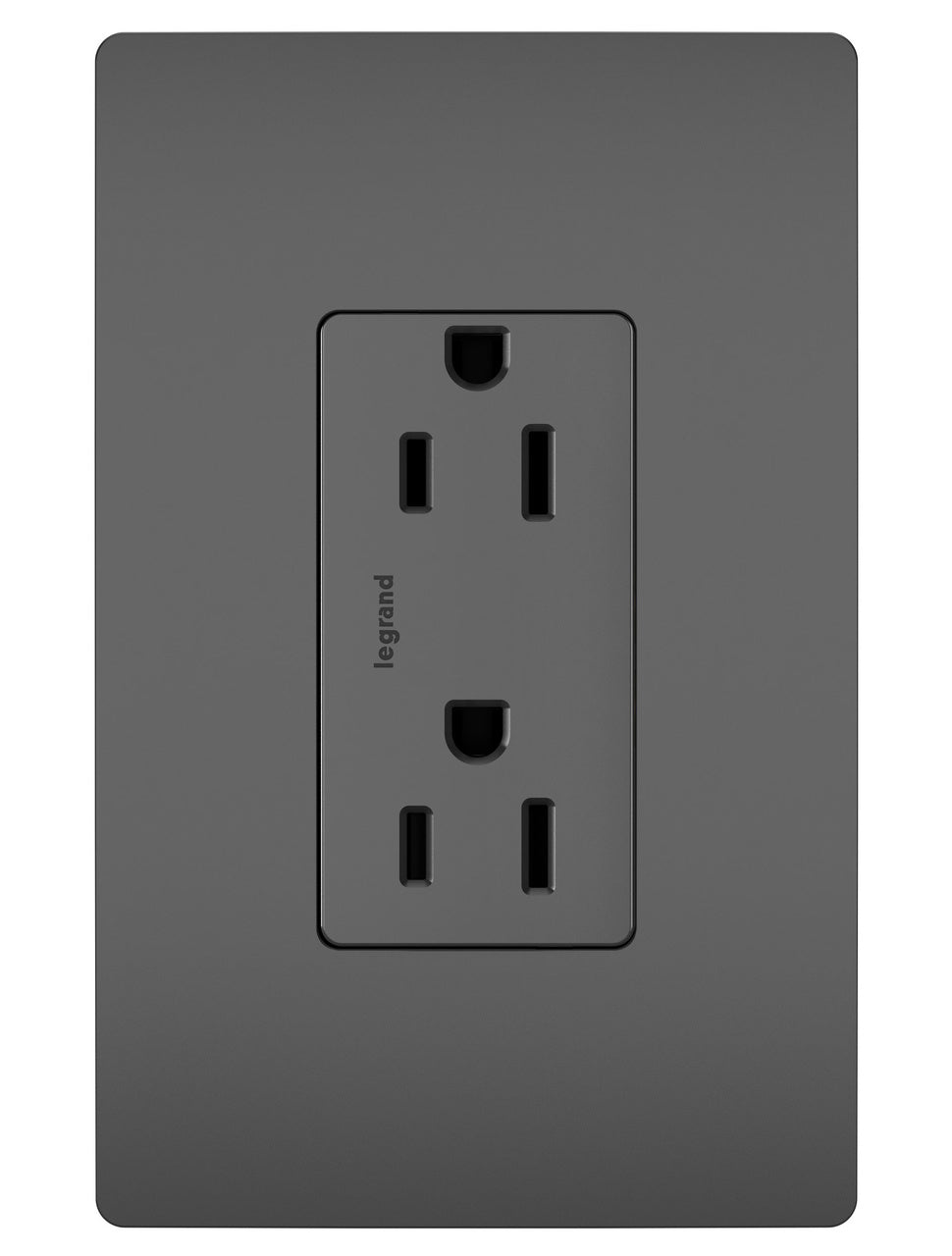 Self-Grounding Tamper-Resistant Decora Duplex Receptacle Matte Black Finish