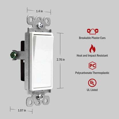 Single Pole Decora Switch Glossy White Finish