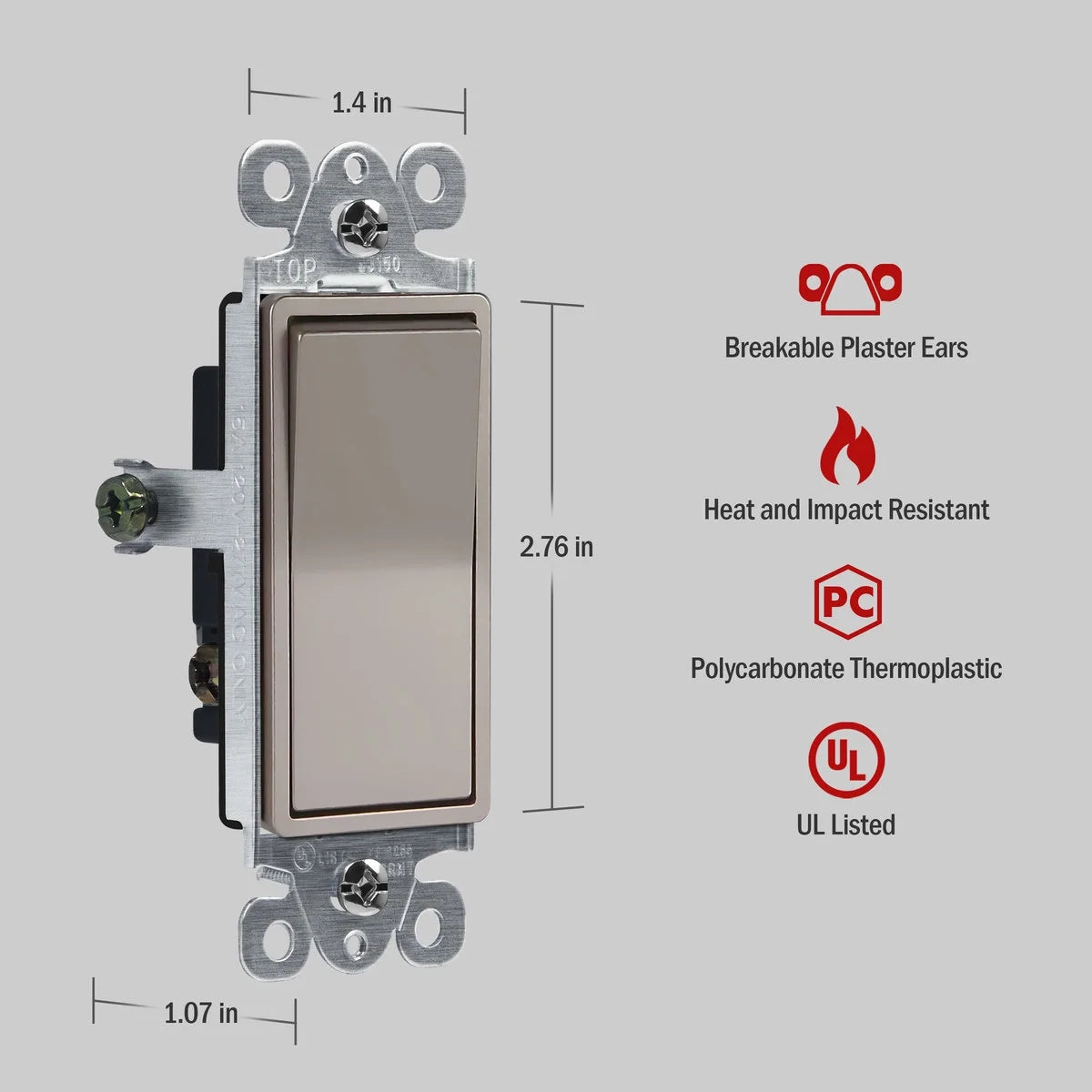 3-Way Decora Switch Nickel Finish