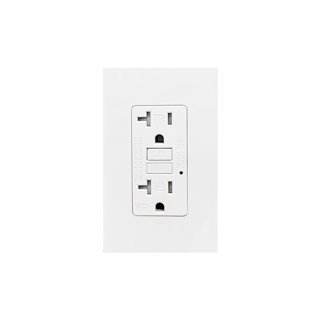 Tamper-Resistant 20A GFCI Receptacle with Dual LED Indicator Light Self-Test Decora  Glossy White Finish