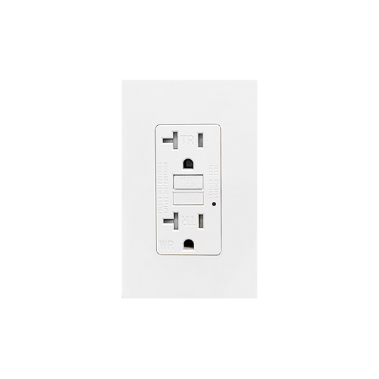 Tamper-Resistant 20A GFCI Receptacle with Dual LED Indicator Light Self-Test Decora  Glossy White Finish