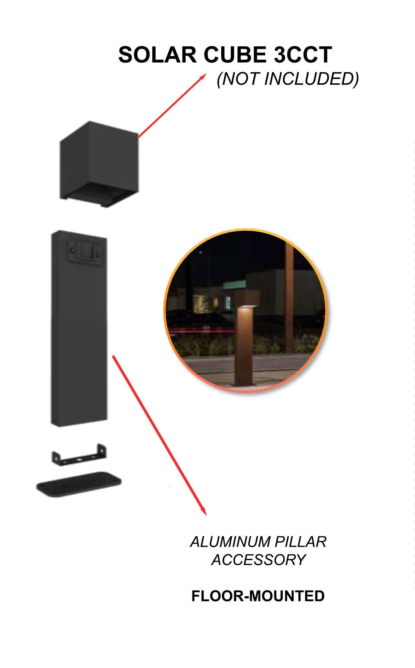 ALUMINUM POLE FOR SOLAR CUBE 3CCT