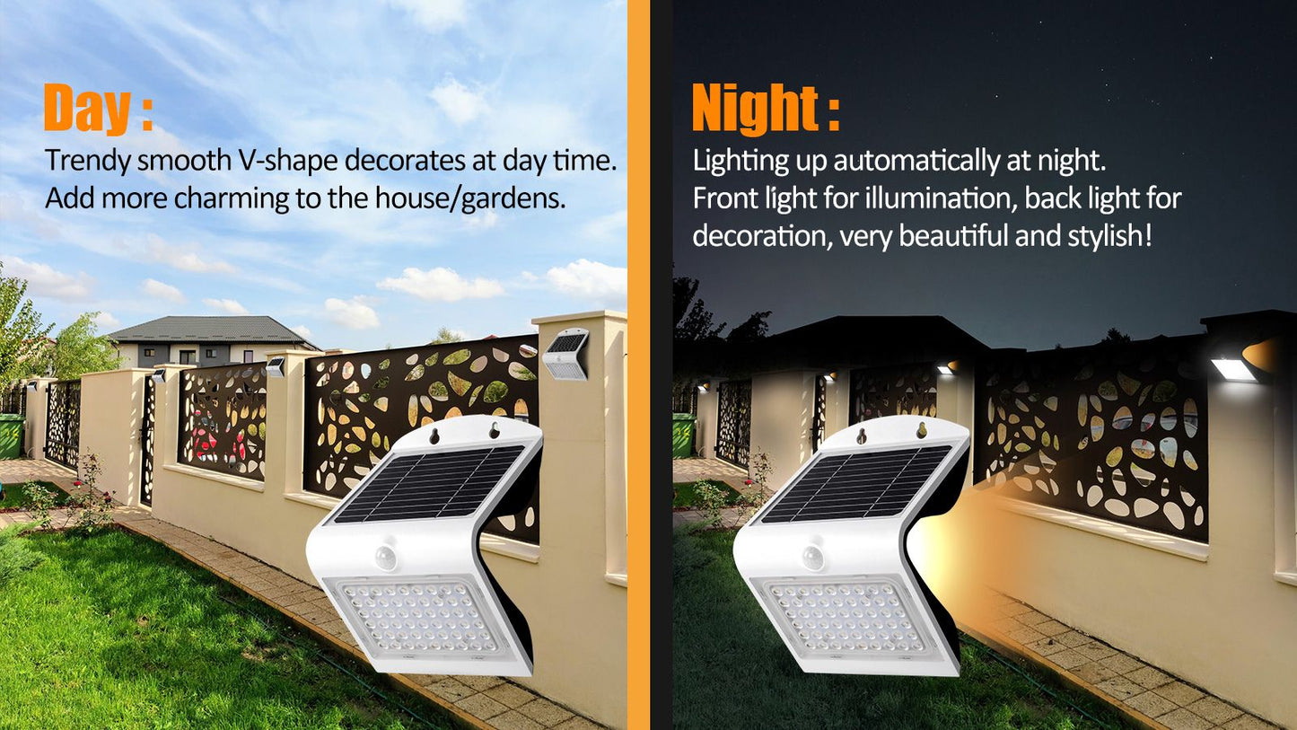 4W Led Solar Wall Motion Sensor 4000K Front Light 3000K Back Light