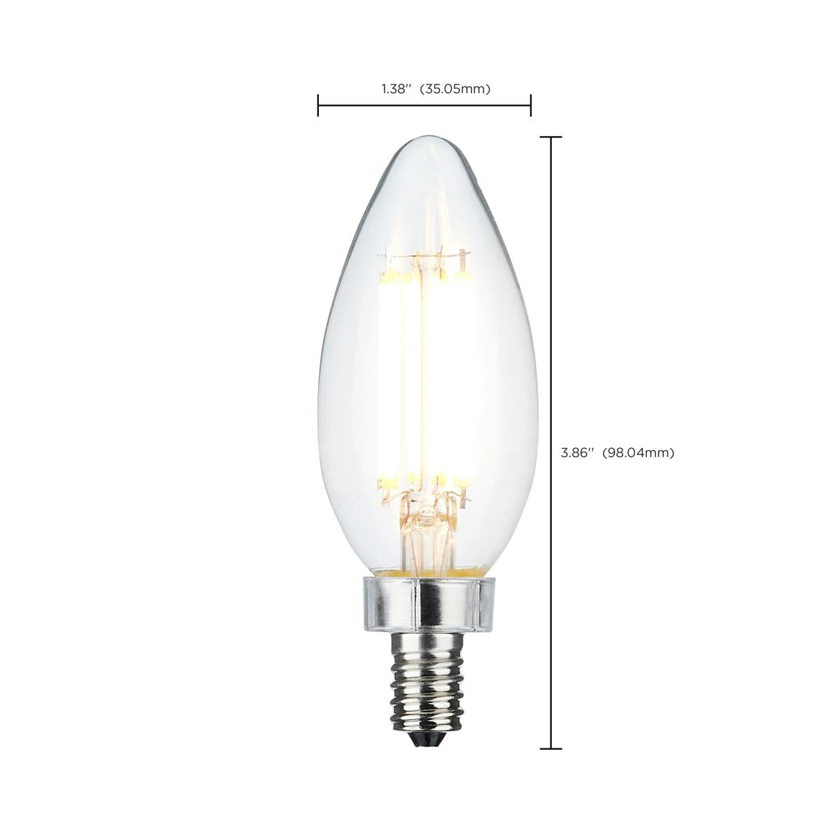 LED C11 8W Clear/ Dimmable 120 Volt/ E12 Candelabra base/ 760 Lumens