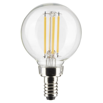 LED G16.5 5.5W Clear/ Dimmable 120 Volt/ E12 Candelabra base/ 500 Lumens/ 3000k