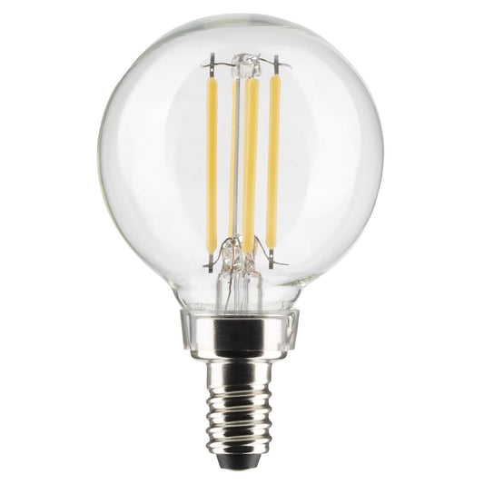LED G16.5 5.5W Clear/ Dimmable 120 Volt/ E12 Candelabra base/ 500 Lumens/ 3000k