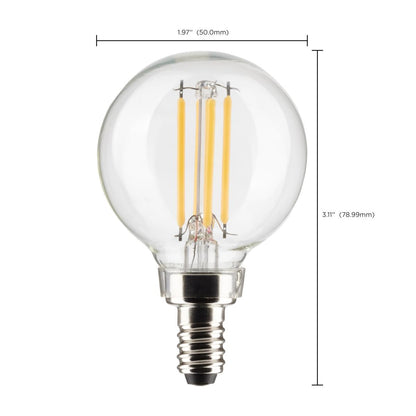 LED G16.5 5.5W Clear/ Dimmable 120 Volt/ E12 Candelabra base/ 500 Lumens/ 3000k