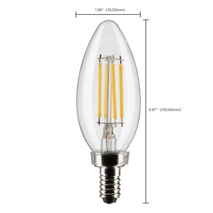 LED B11 4W Clear/ Dimmable 120V/ E12 Candelabra base/ 350 Lumens
