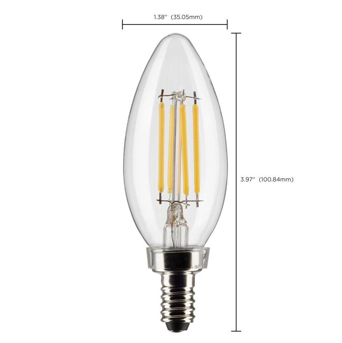 LED B11 4W Clear/ Dimmable 120Volt/ E12 Candelabra base/ 350 Lumens/ 5000K