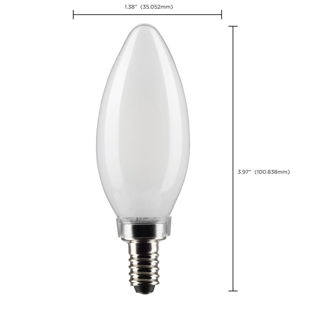 LED B11 4W Frosted/ Dimmable 120 Volt/ E12 Candelabra base/ 350 Lumens