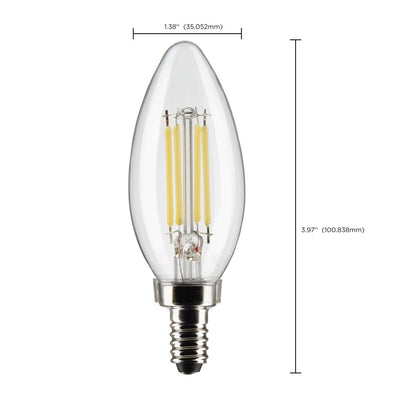 LED B11 5.5W Clear/ Dimmable 120 Volt/ E12 Candelabra base/ 500 Lumens