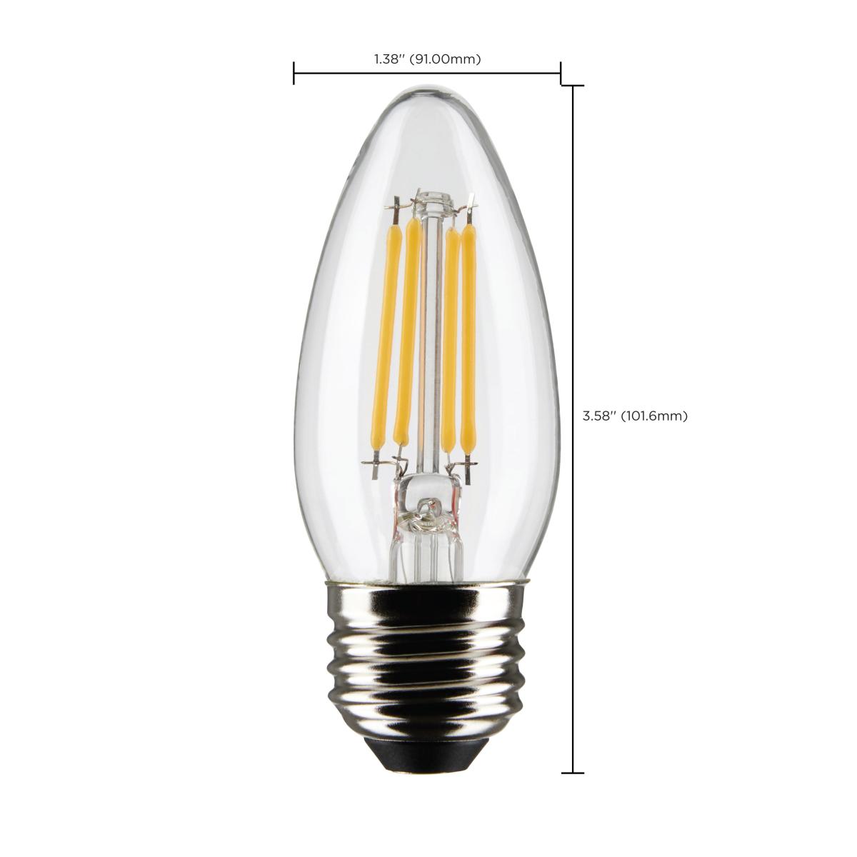 LED B11 4W Clear/ Dimmable 120 Volt /E26 Medium base / 350 Lumens/ 3000K
