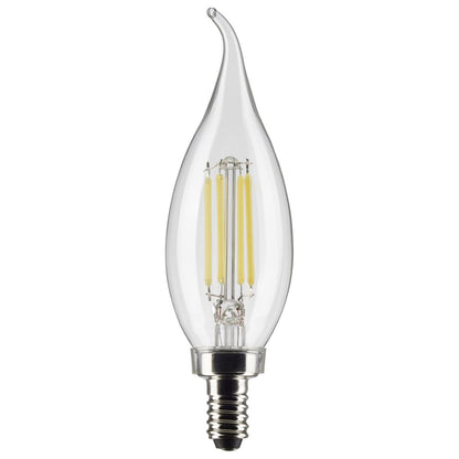LED CA10 4W Clear/ Dimmable 120 Volt/ E12 Candelabra base/ 350 Lumens/ 5000K