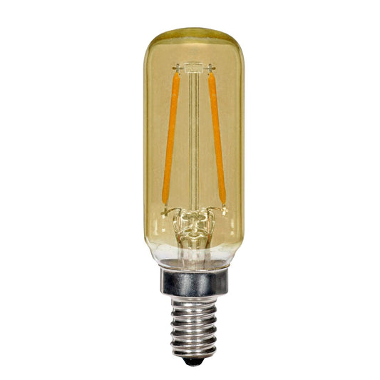 LED T6 2.5W Amber/ Dimmable 120 Volt/ E12 Candelabra base/ 150 Lumens/ 2000K