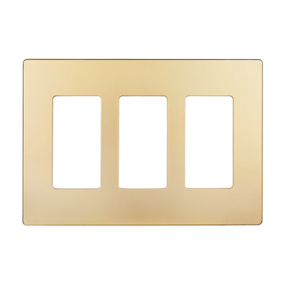 Screwless Decora Three-Gang Wall Plate Gold Finish