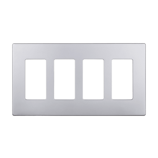 Screwless Decora Four-Gang Wall Plate Silver Finish