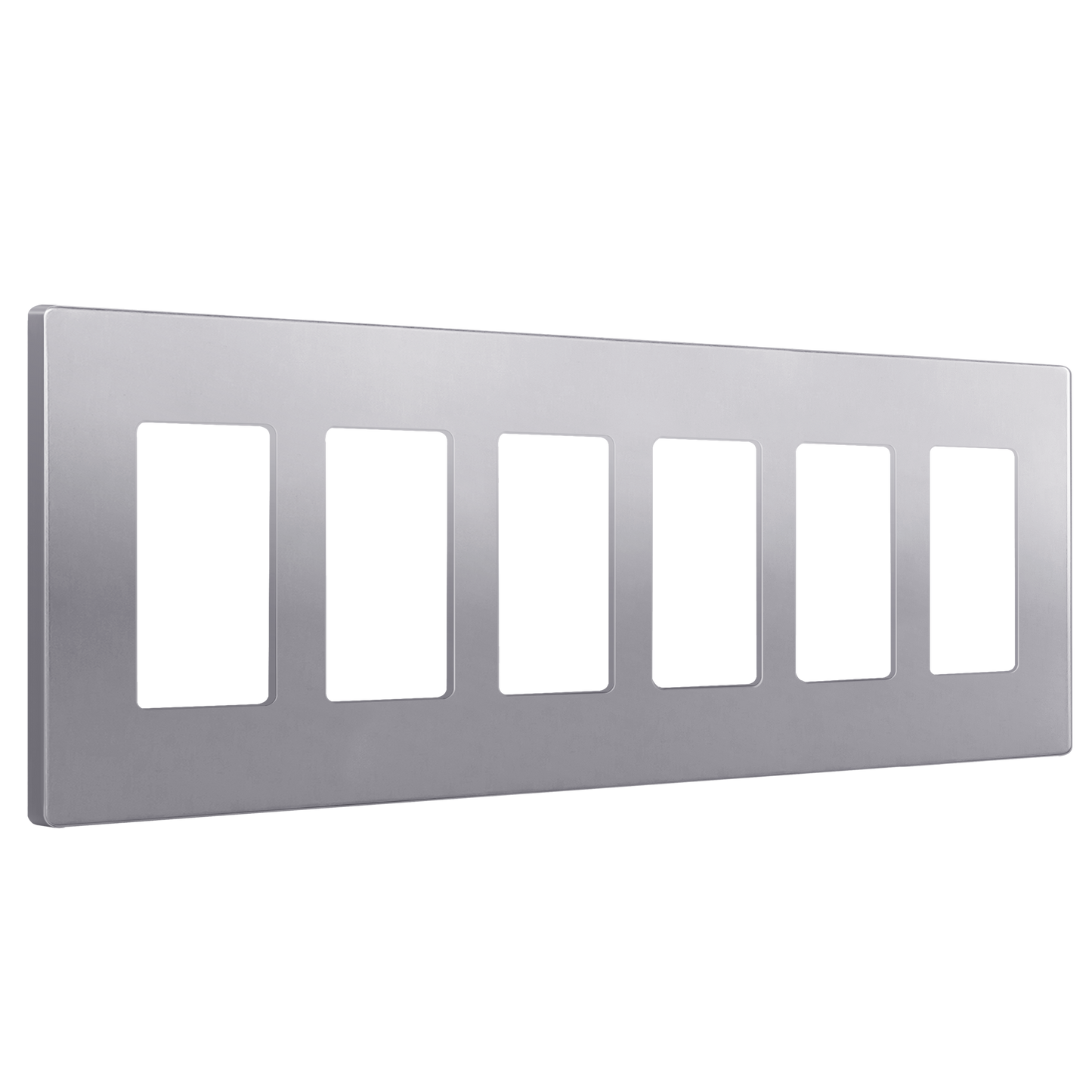 Screwless Decora Six-Gang Wall Plate Silver Finish