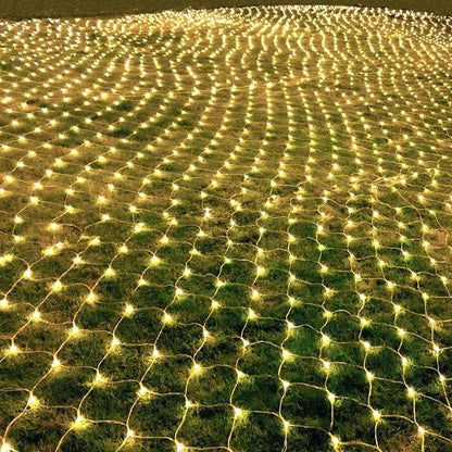 Solar 192 Lights 3x2 Meters Fishing Net Light String Warm White