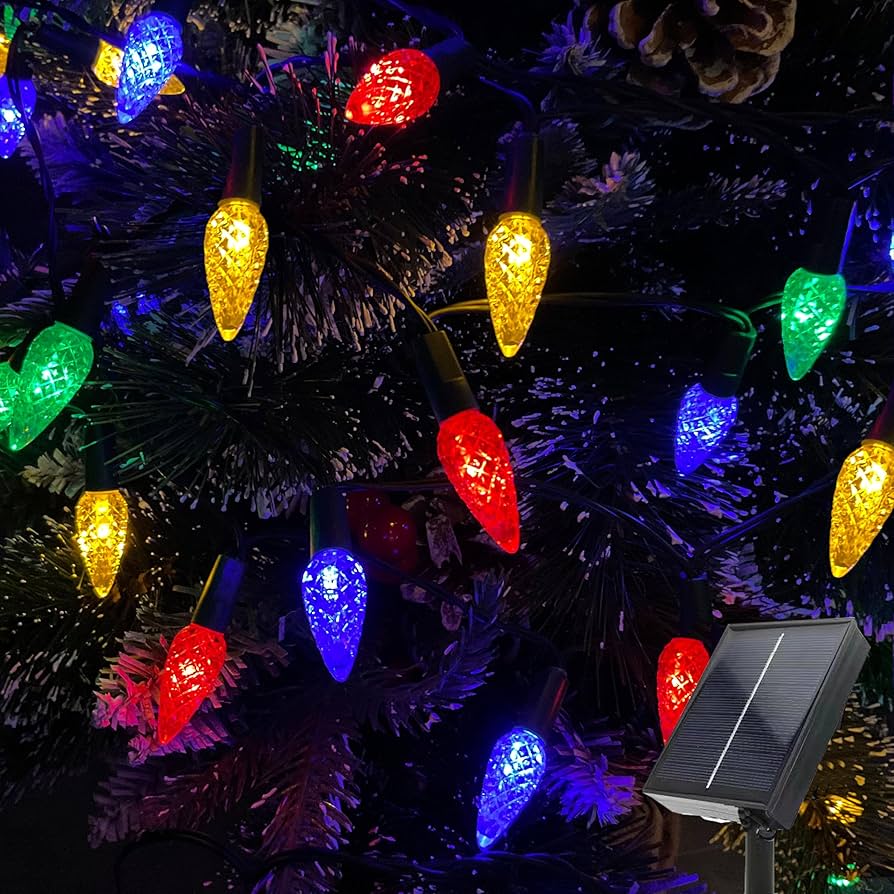 Solar 3 Watt 25 Lights LED E12 Strawberry String Lights [With USB charging port] RGB 25ft