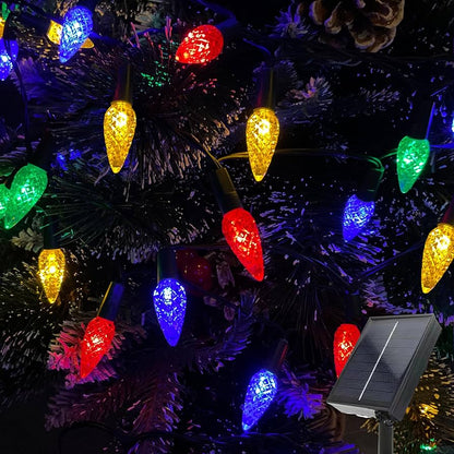 Solar 3 Watt 25 Lights LED E12 Strawberry String Lights [With USB charging port] RGB 25ft