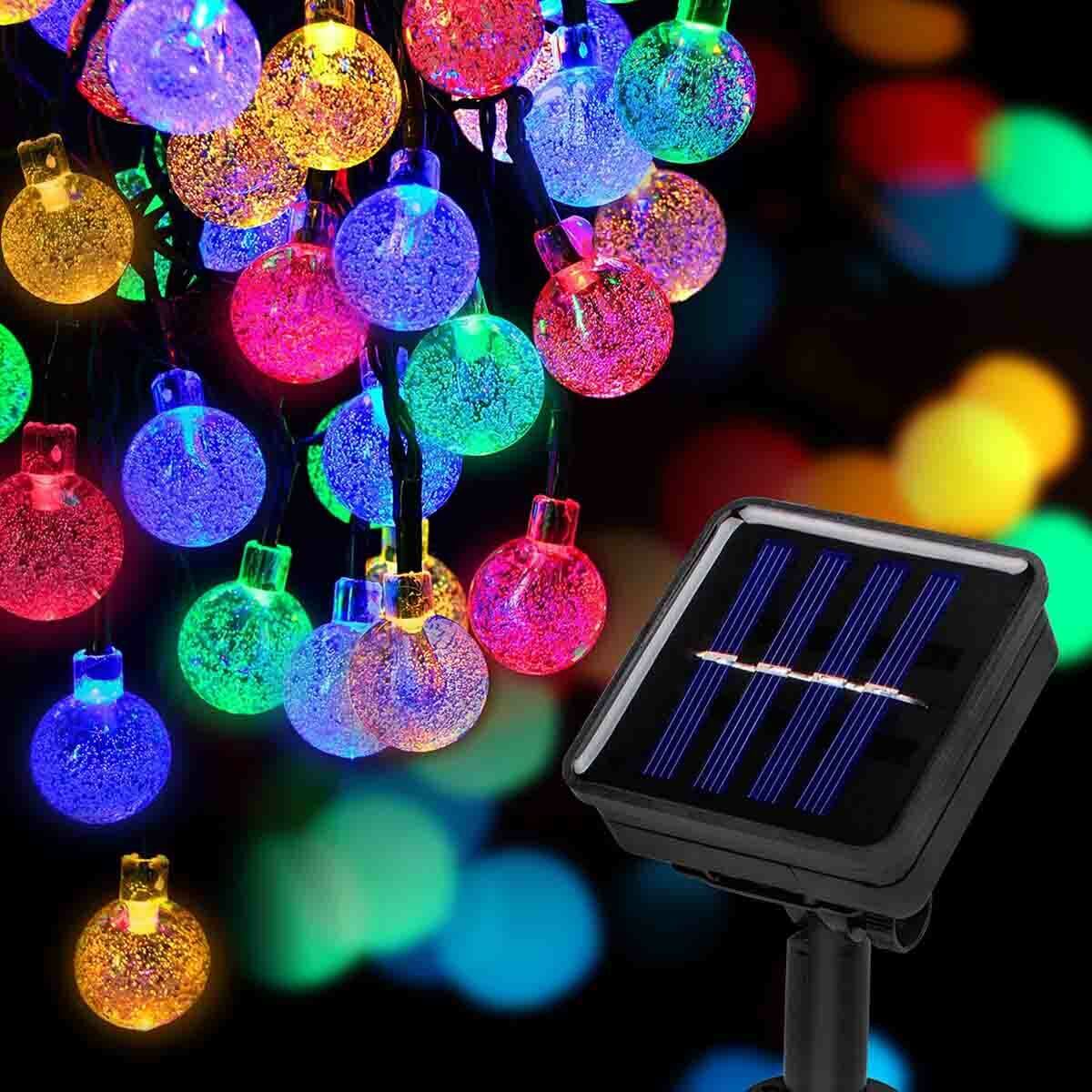 Solar String Light 100LED Bubble Bead RGB 40ft