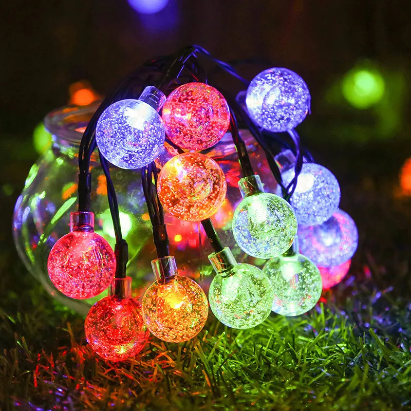 Solar String Light 100LED Bubble Bead RGB 40ft