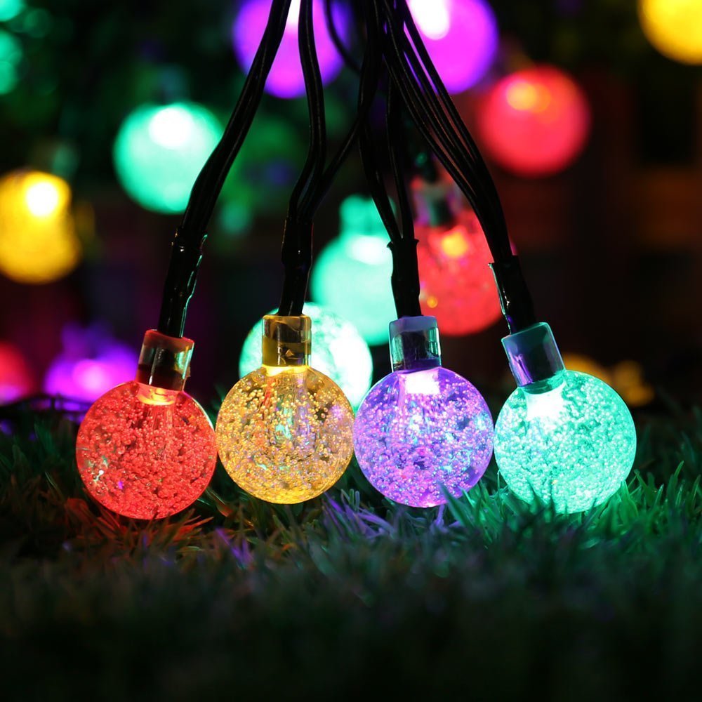 Solar String Light 100LED Bubble Bead RGB 40ft