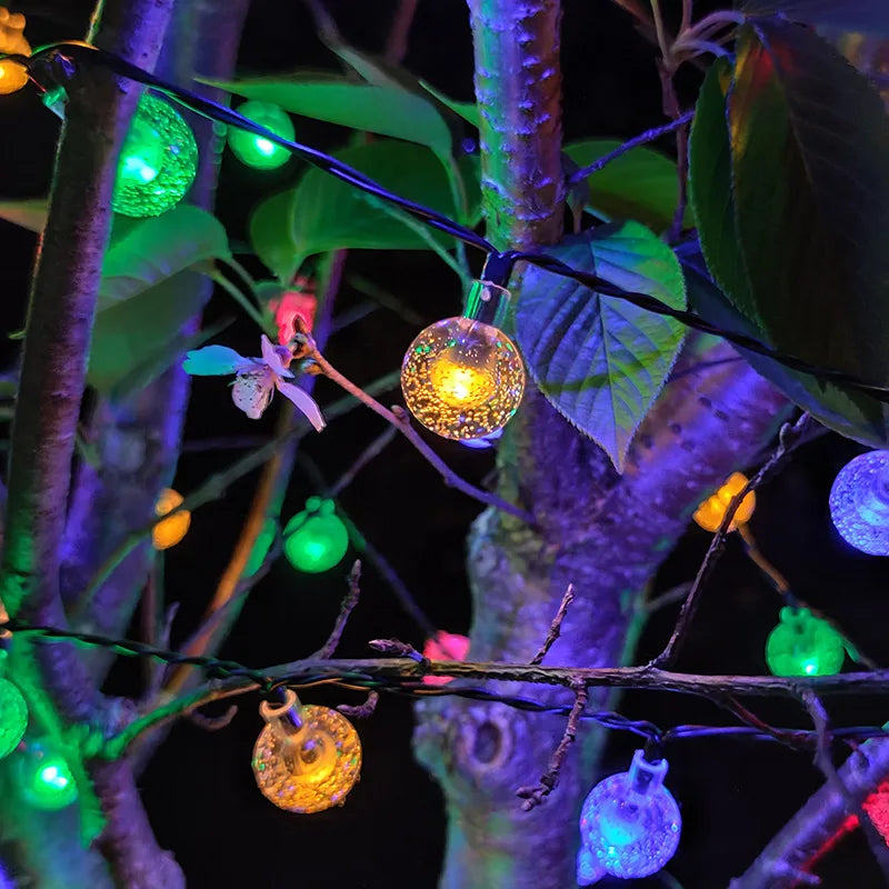 Solar String Light 100LED Bubble Bead RGB 40ft