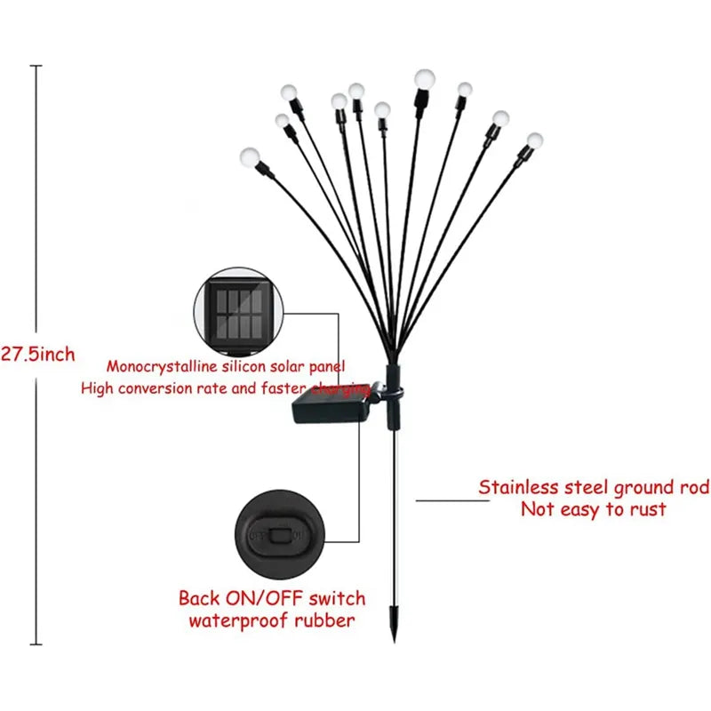 Solar 10LED Firefly Light String RGB Set of 2pcs