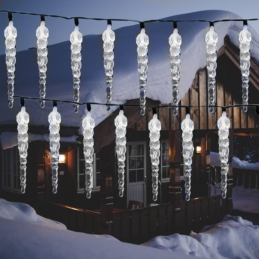 Solar String Light 30LED Icicle White 6000K 21ft