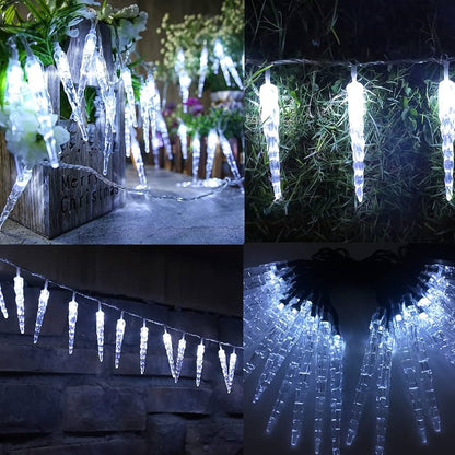 Solar String Light 30LED Icicle White 6000K 21ft