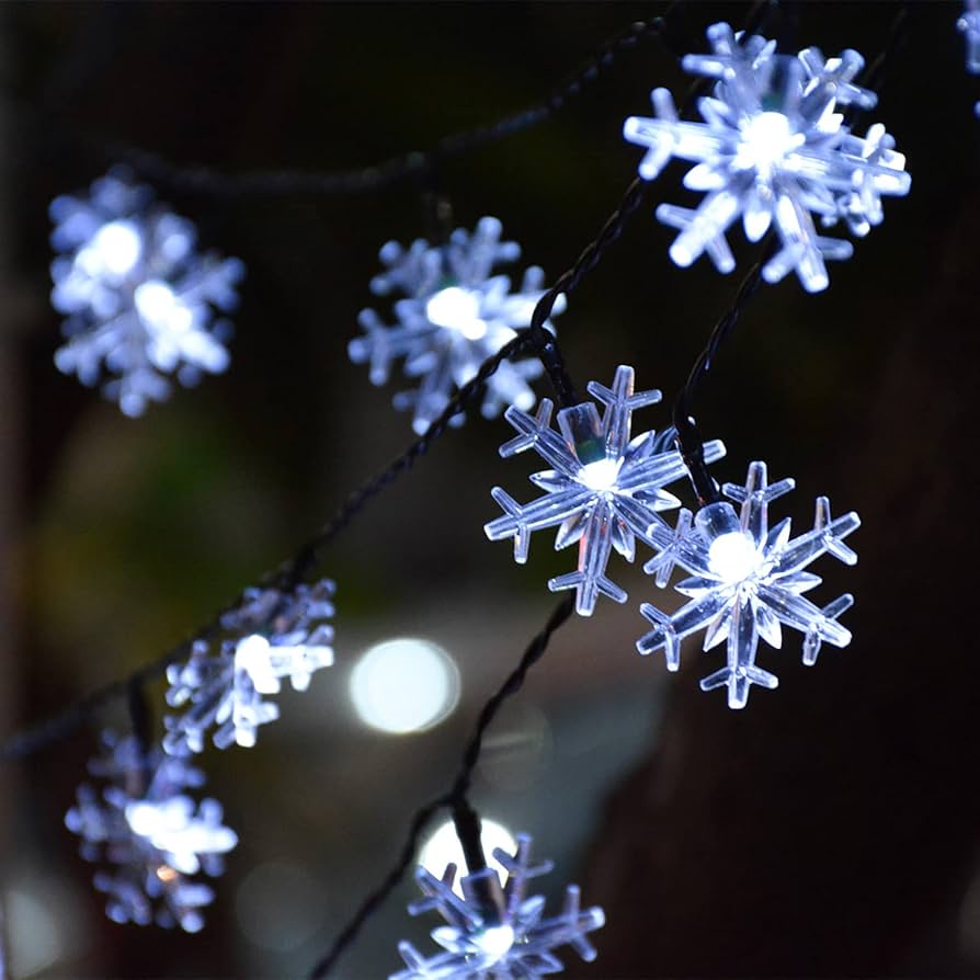 Solar String Light 20LED Snowflake White 6000K 17ft