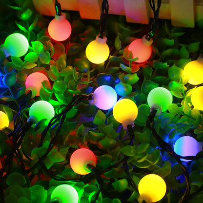 Solar String Light 50LED White Ball RGB 23ft