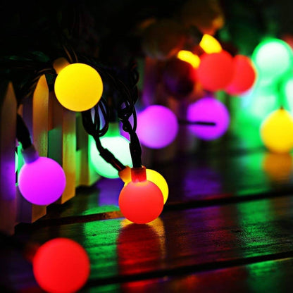 Solar String Light 50LED White Ball RGB 23ft