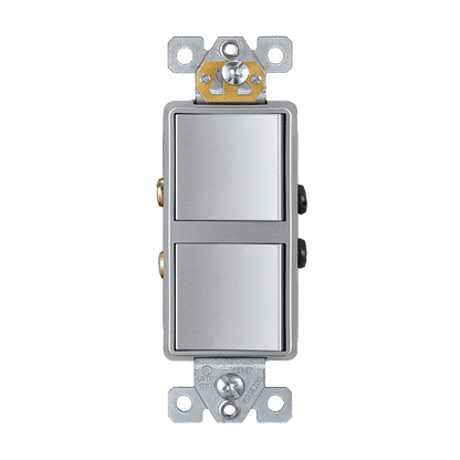 Two Single Pole Decora Switches Combination Device Silver Finish