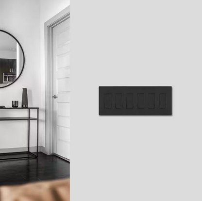 Screwless Decora Six-Gang Wall Plate Matte Black Finish