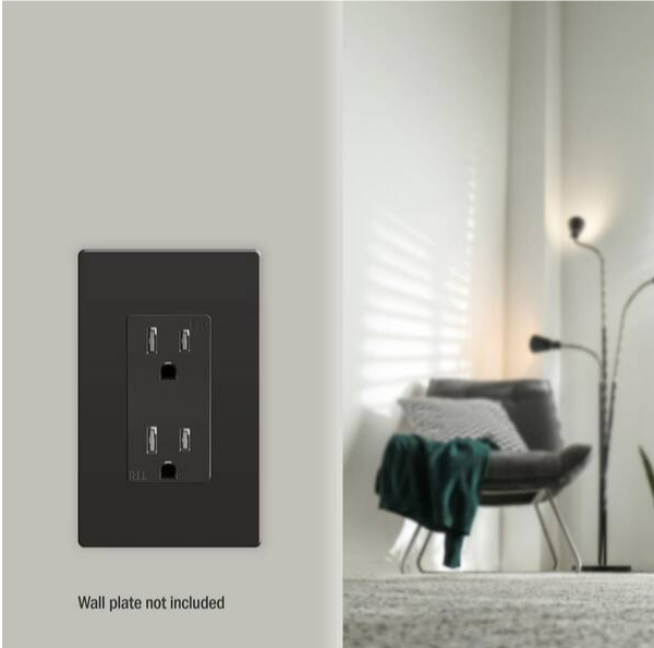 Self-Grounding Tamper-Resistant Decora Duplex Receptacle Dark Bronze Finish