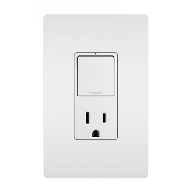 Combination Single Pole/3-Way Switch & 15A Tamper-Resistant Decora Receptacle Matte White Finish