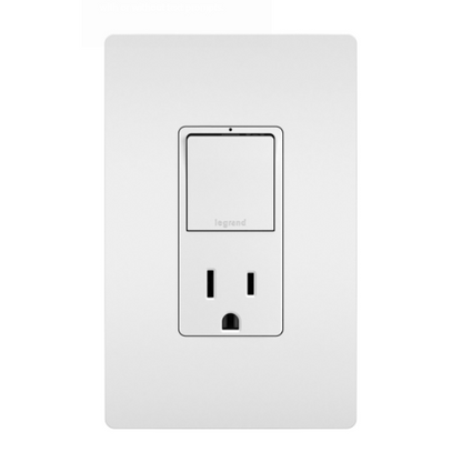 Combination Single Pole/3-Way Switch & 15A Tamper-Resistant Decora Receptacle Matte White Finish